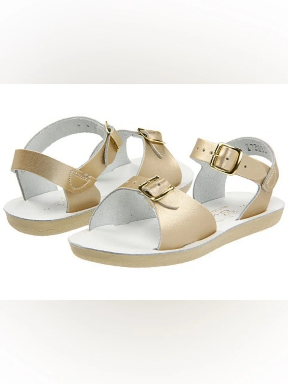 Girls Gold Leather Buckle Sandals - Kids
